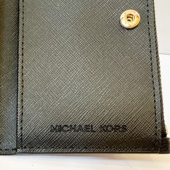 Michael Kors Jet Set Travel Small Bifold Card Case Wallet Black - Picture 9 of 11